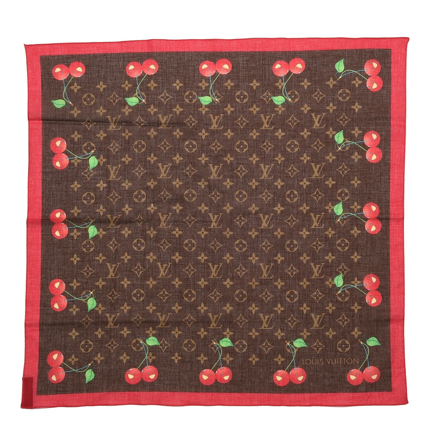 Louis Vuitton Cotton Monogram Cerises Scarf 1 of 5