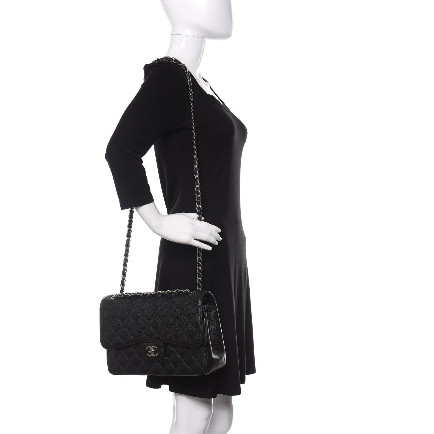 Chanel Caviar Quilted Jumbo Double Flap Black 3 of 11