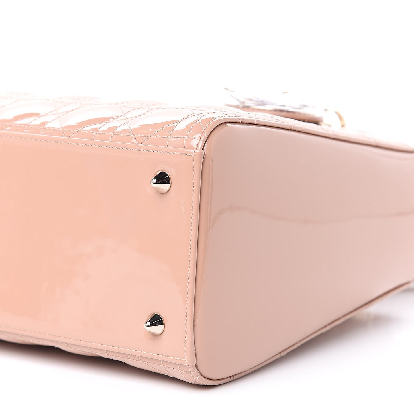Patent Cannage Medium Lady Dior Beige