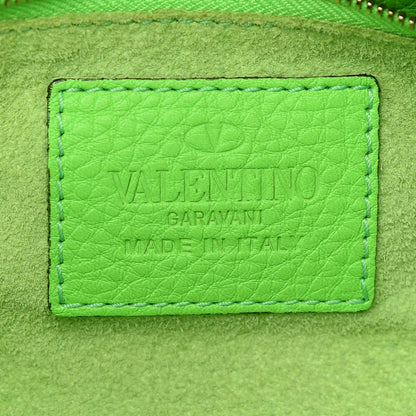 Valentino Garavani Pebbled Calfskin Small Rockstud Double Handle Tote Green Fluo 6 of 10