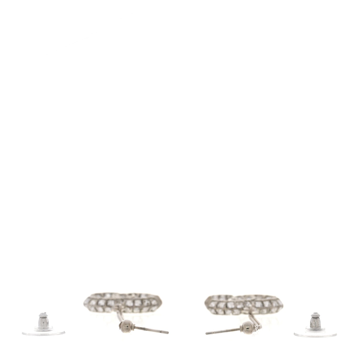 Chanel Baguette Crystal CC Drop Earrings Silver 3 of 5