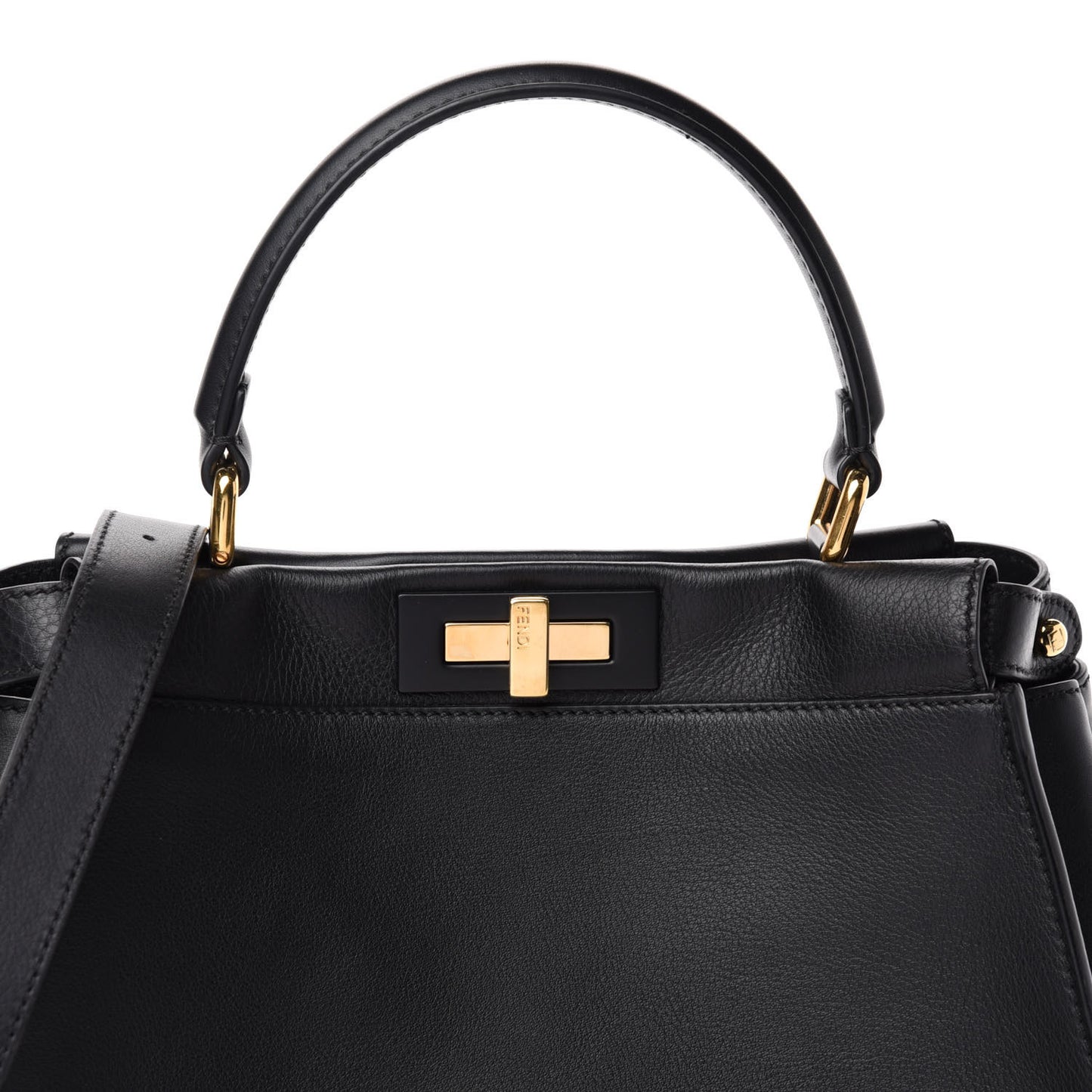 Vitello Seta Shiny Nappa Medium Peekaboo Iconic Satchel Black