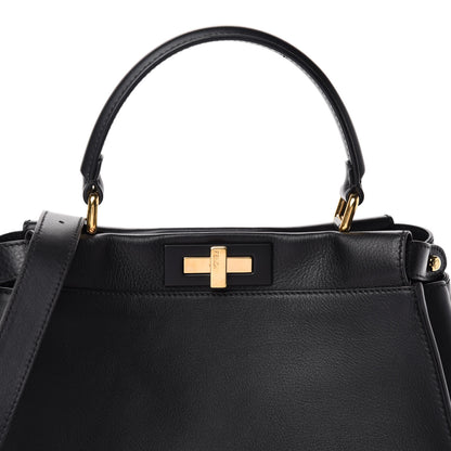 Fendi Vitello Seta Shiny Nappa Medium Peekaboo Iconic Satchel Black 12 of 12