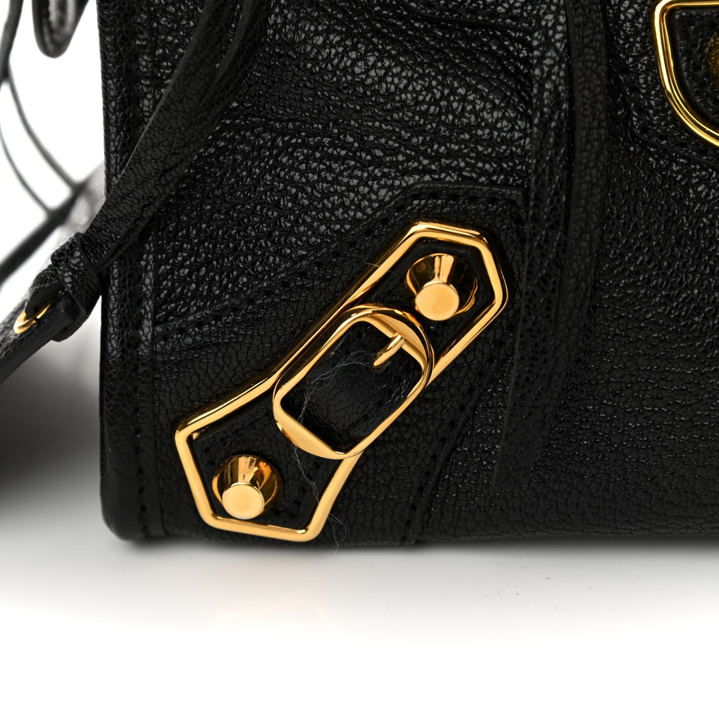 Chevre Gold Metallic Edge Hardware Mini City Black