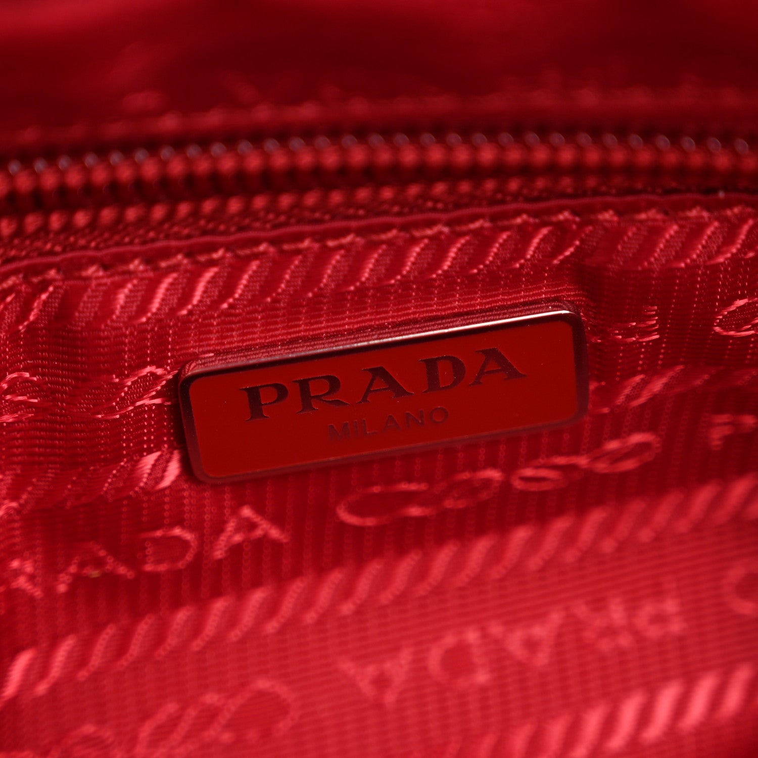 Prada Tessuto Nylon Vela Saffiano Necessaire Wristlet Pouch Cherry 6 of 10