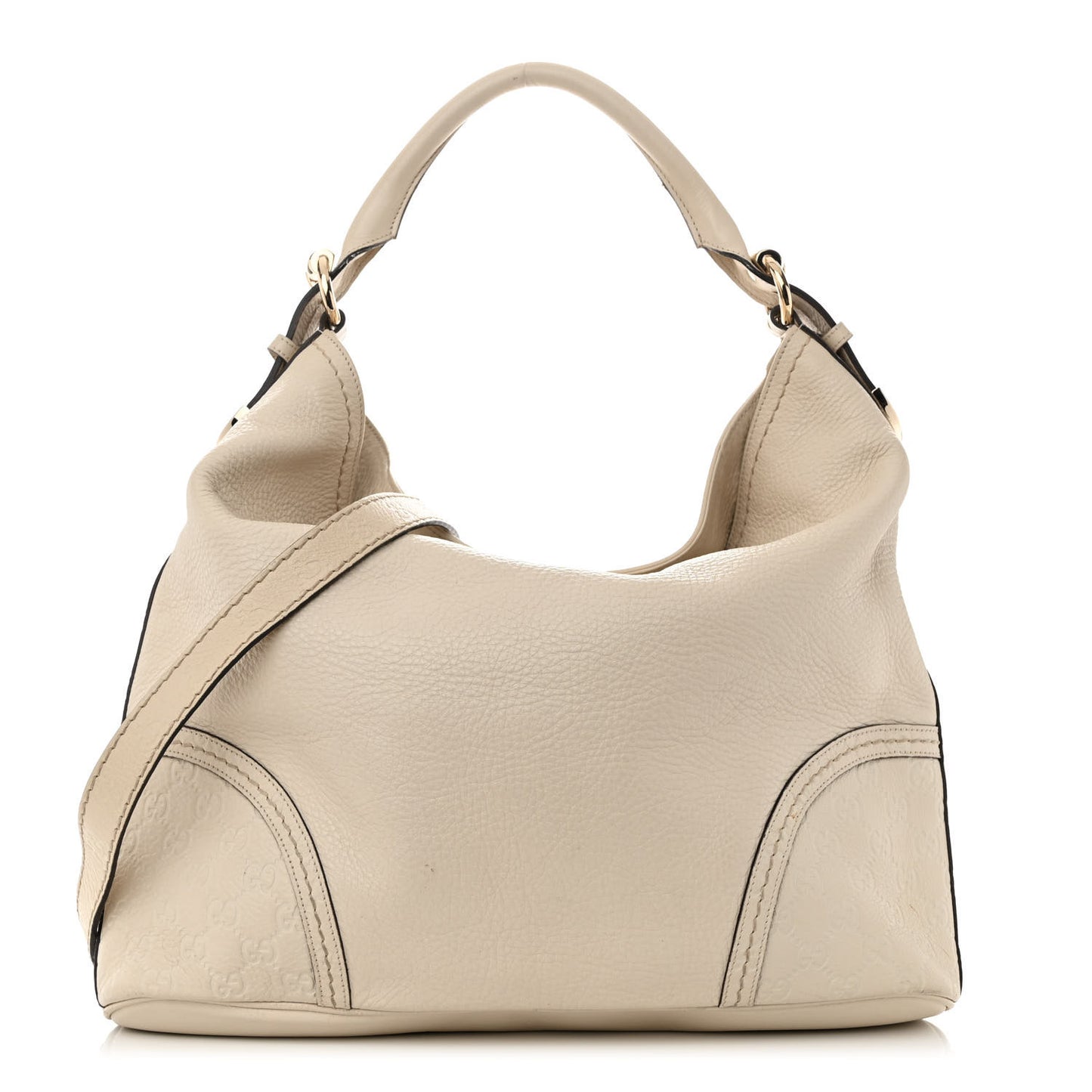 Calfskin Guccissima Trim Large Signoria Hobo Ivory