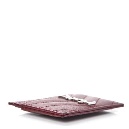 Saint Laurent Grain De Poudre Matelasse Chevron Monogram Credit Card Case Palissandre 4 of 9
