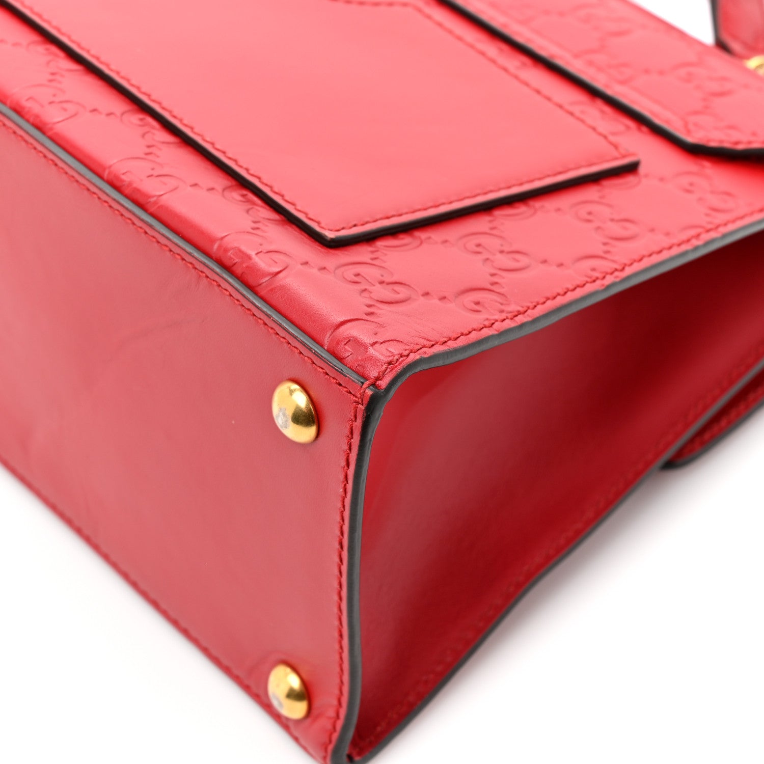 Gucci Guccissima Signature Small Padlock Top Handle Bag Hibiscus Red 11 of 17