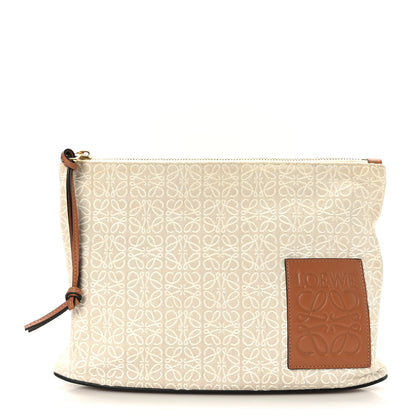 Loewe Jacquard Anagram Calfskin Pouch Tan 1 of 9