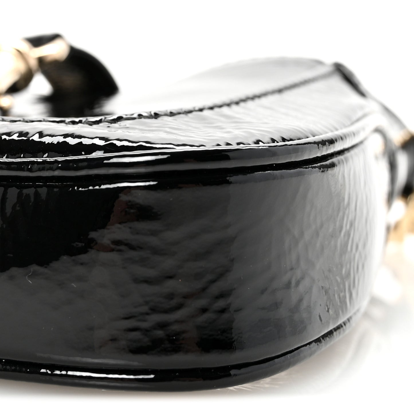 Crinkled Patent Mini Jackie Notte Bag Black