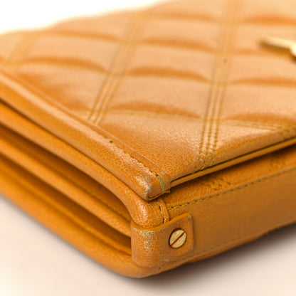 Saint Laurent Lambskin Diamond Quilted Becky Chain Wallet Saffran 8 of 14