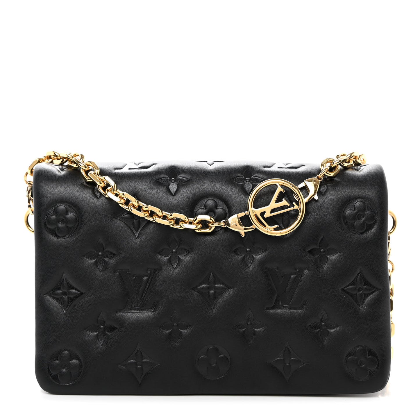 Lambskin Embossed Monogram Pochette Coussin Black