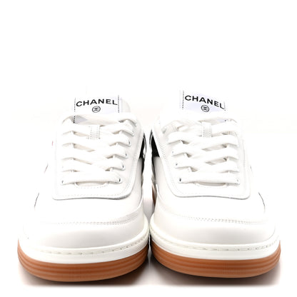 Chanel Calfskin Patent Womens CC Sneakers 40 White Black Red 3 of 8