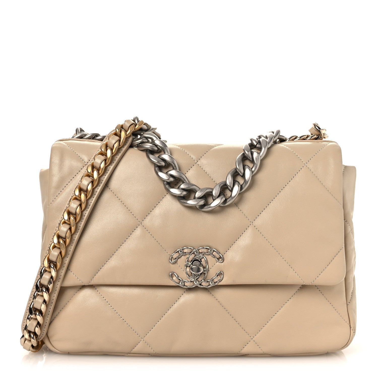 Chanel Lambskin Quilted Large Chanel 19 Flap Beige 1 of 13