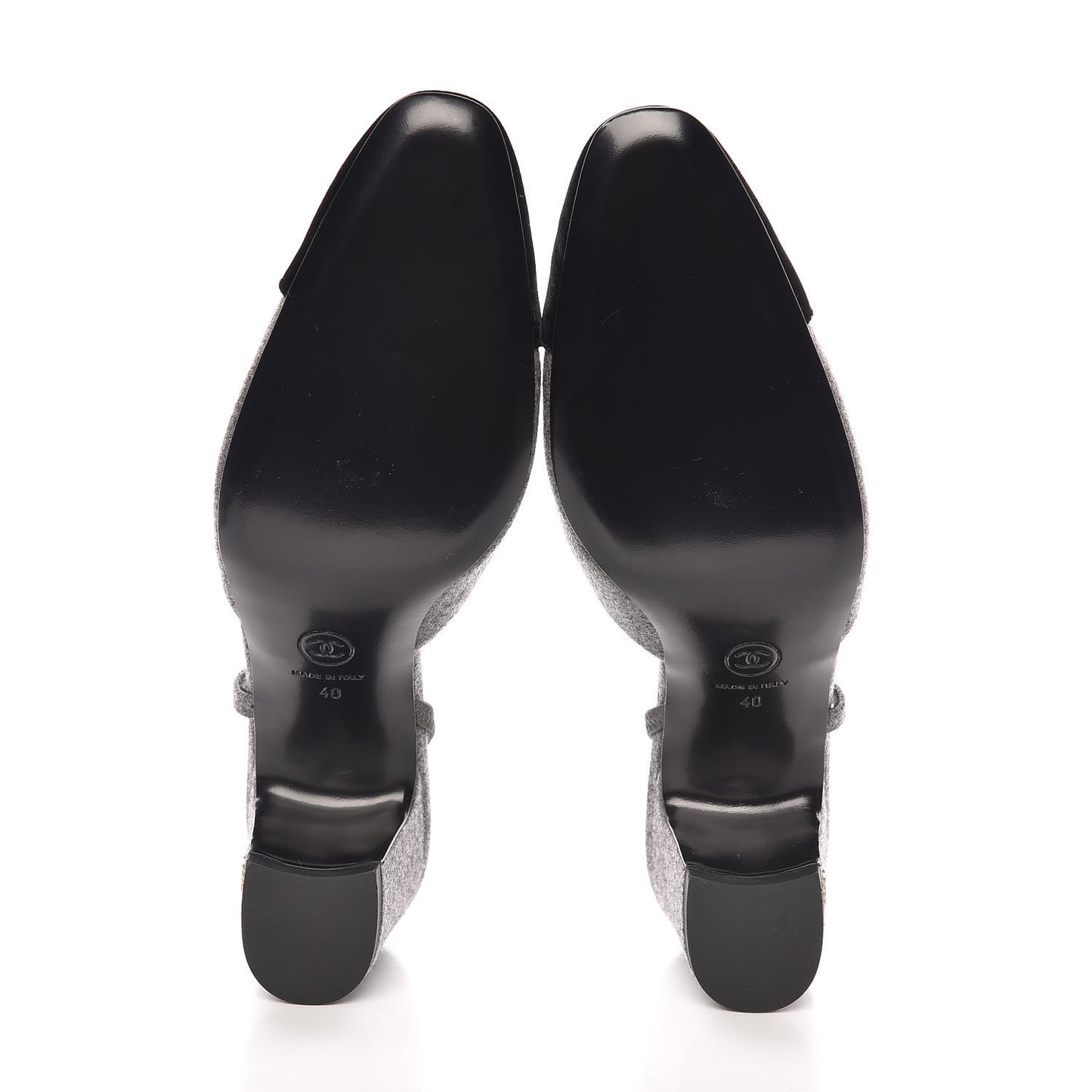 Wool Velvet Cap Toe CC Slingback Pumps 40 Black Grey