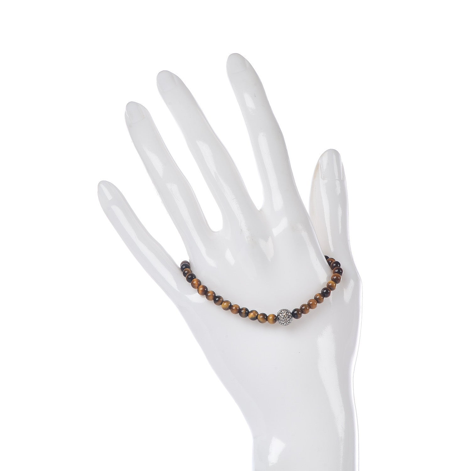 David Yurman Sterling Silver Tigers Eye Diamond Spiritual Bead Bracelet 2 of 5