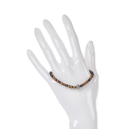 David Yurman Sterling Silver Tigers Eye Diamond Spiritual Bead Bracelet 2 of 5