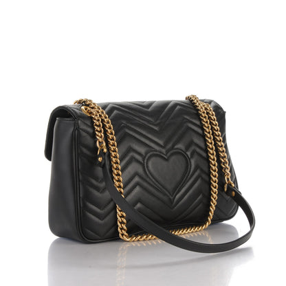 Gucci Calfskin Matelasse Medium GG Marmont Shoulder Bag Black 3 of 7