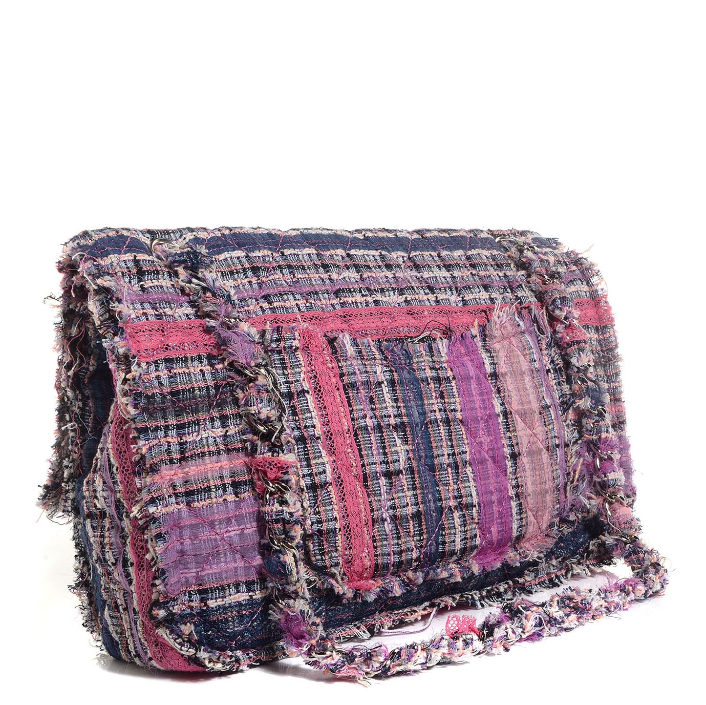 Tweed Jumbo Double Flap Pink