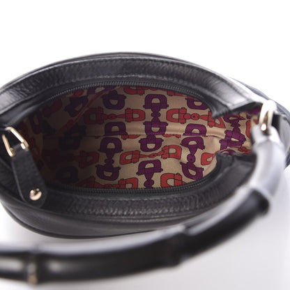 Gucci Calfskin Canvas Bamboo Shoulder Bag Black 7 of 9