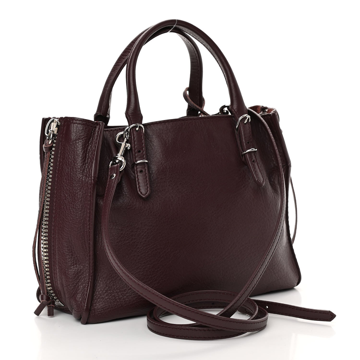 Balenciaga Calfskin Papier Mini A4 Zip Around Tote Rouge Aubergine 2 of 9