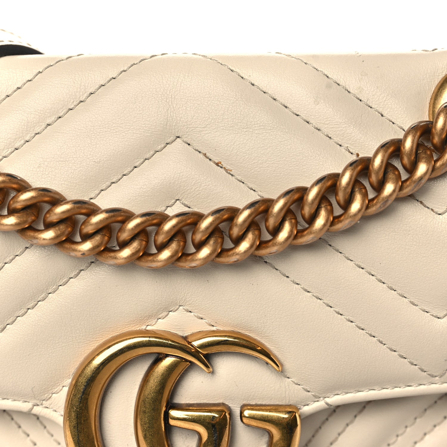 Gucci Calfskin Matelasse Mini GG Marmont Shoulder Bag White 10 of 11