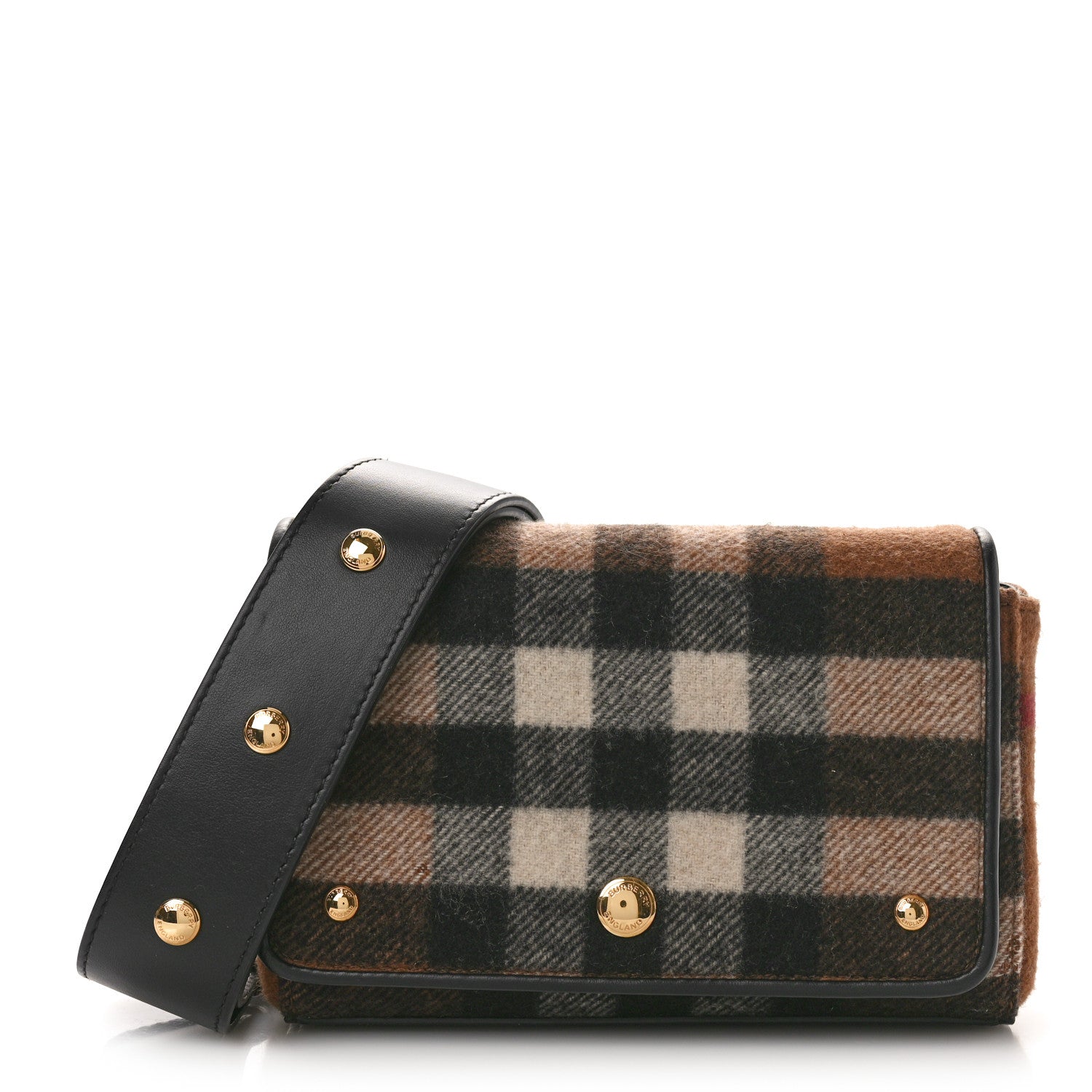 Burberry Cashmere Hackberry Check Note Medium Crossbody Bag Black 1 of 10