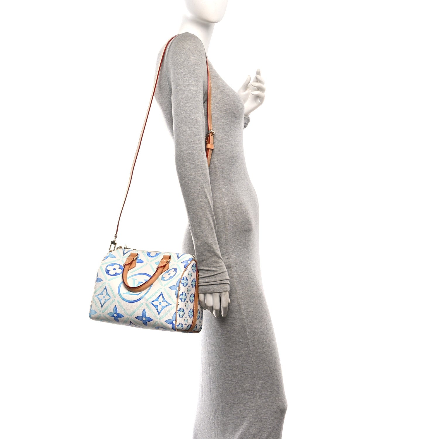 Louis Vuitton Monogram Tiles By The Pool Speedy Bandouliere 25 Lagoon Blue 2 of 9
