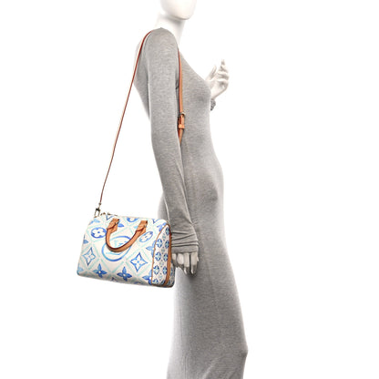 Louis Vuitton Monogram Tiles By The Pool Speedy Bandouliere 25 Lagoon Blue 2 of 9