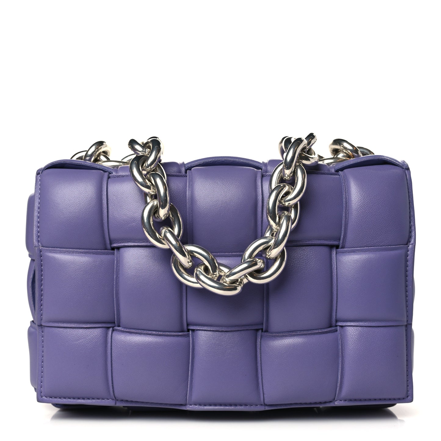Lambskin Maxi Intreccio Padded Chain Cassette Crossbody Bag Lavender