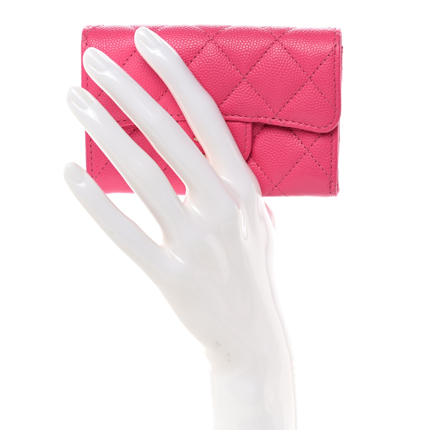 Chanel Caviar Quilted Flap Card Holder Wallet Pink 2 of 9