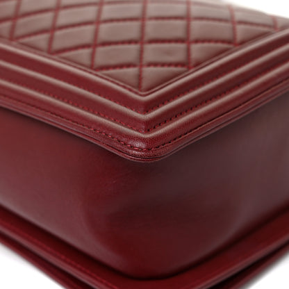 Chanel Lambskin Quilted New Medium Boy Flap Dark Red 13 of 15
