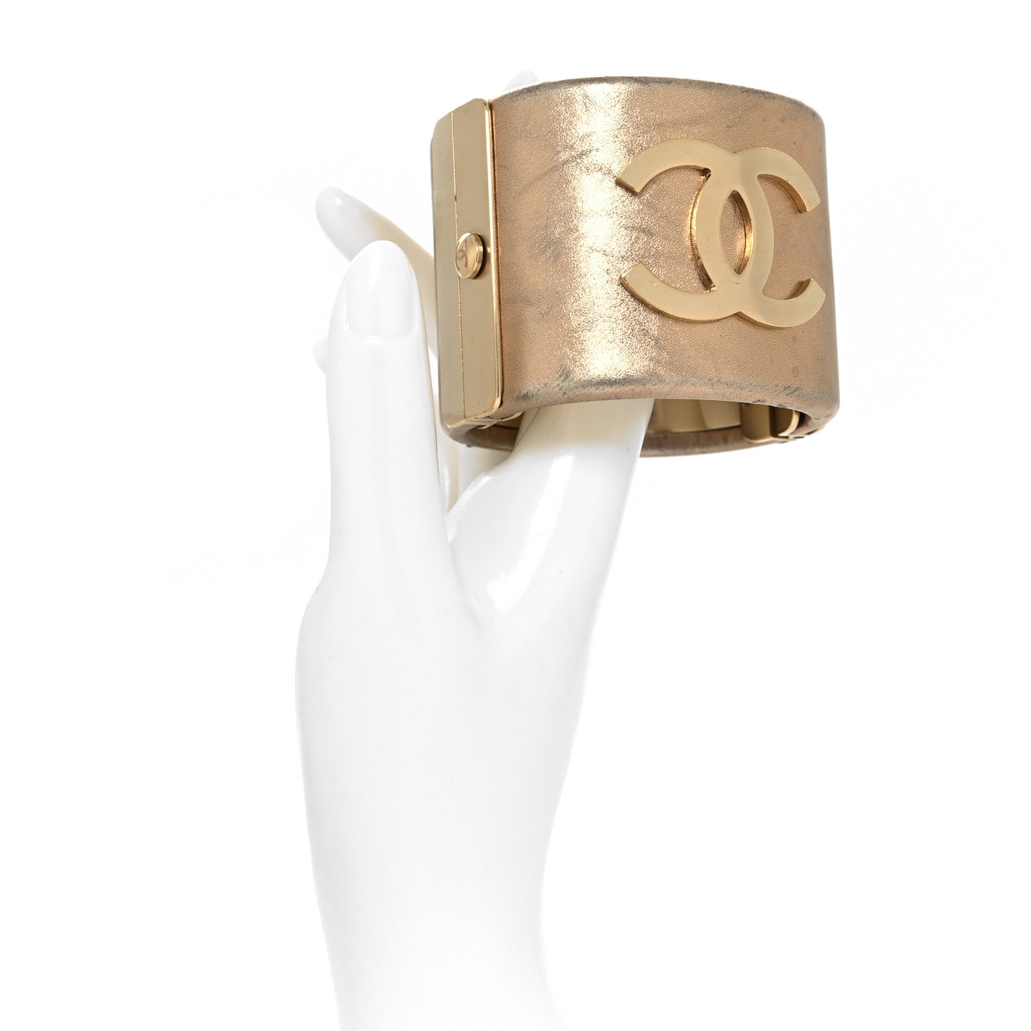 Metallic Lambskin CC Cuff Gold
