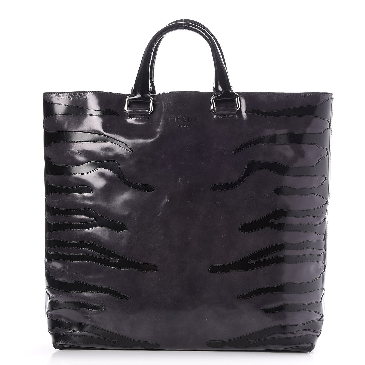 Spazzolato Zebra Striped Tote Bag Black