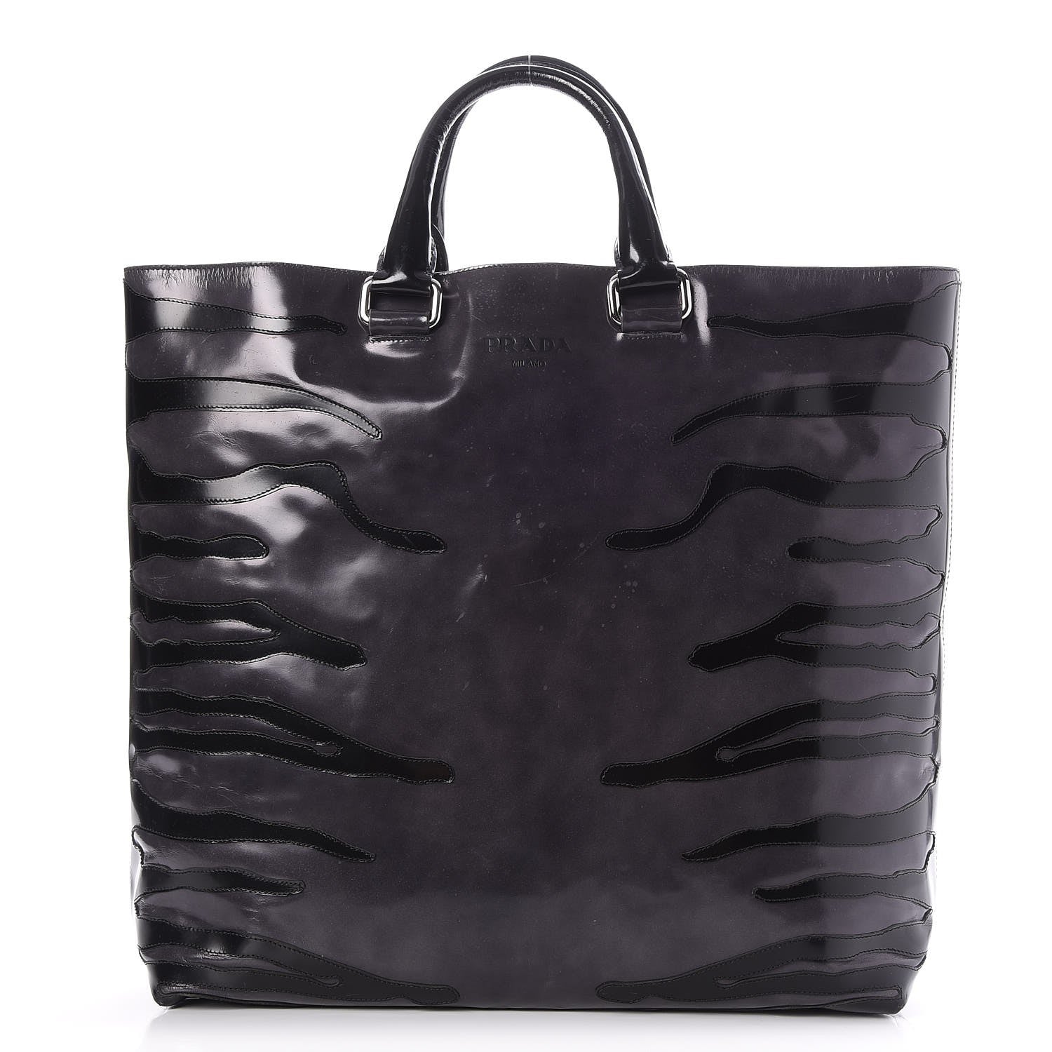 Prada Spazzolato Zebra Striped Tote Bag Black 1 of 9