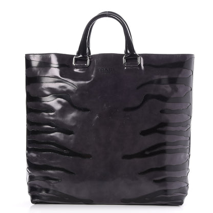 Prada Spazzolato Zebra Striped Tote Bag Black 1 of 9