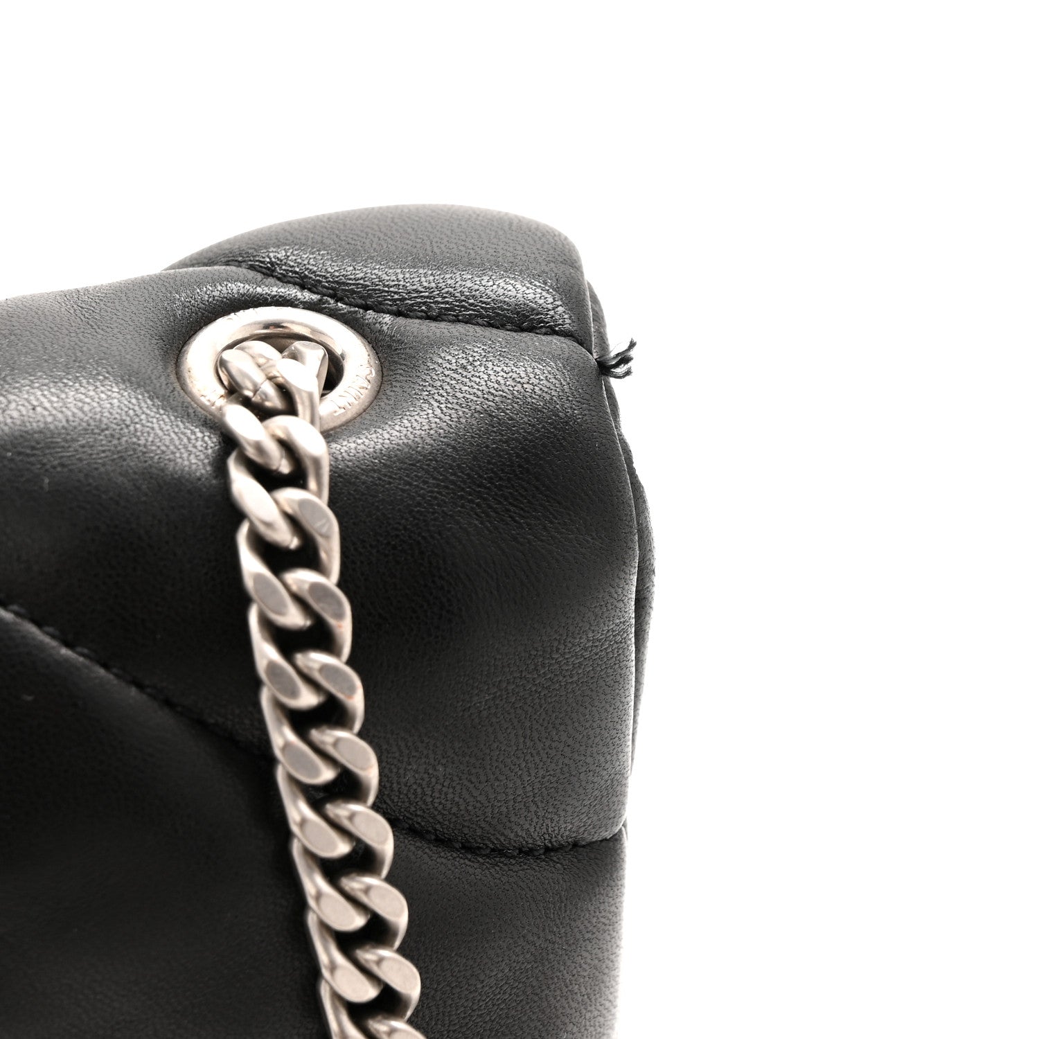 Saint Laurent Lambskin Quilted Toy Loulou Puffer Monogram Chain Satchel Black 11 of 11