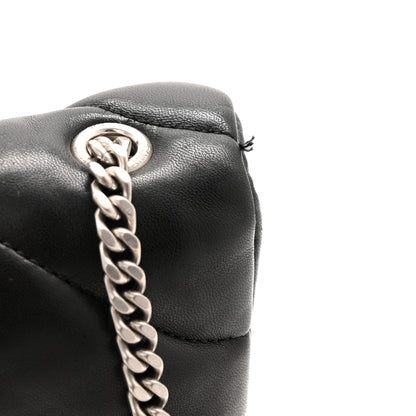 Saint Laurent Lambskin Quilted Toy Loulou Puffer Monogram Chain Satchel Black 11 of 11