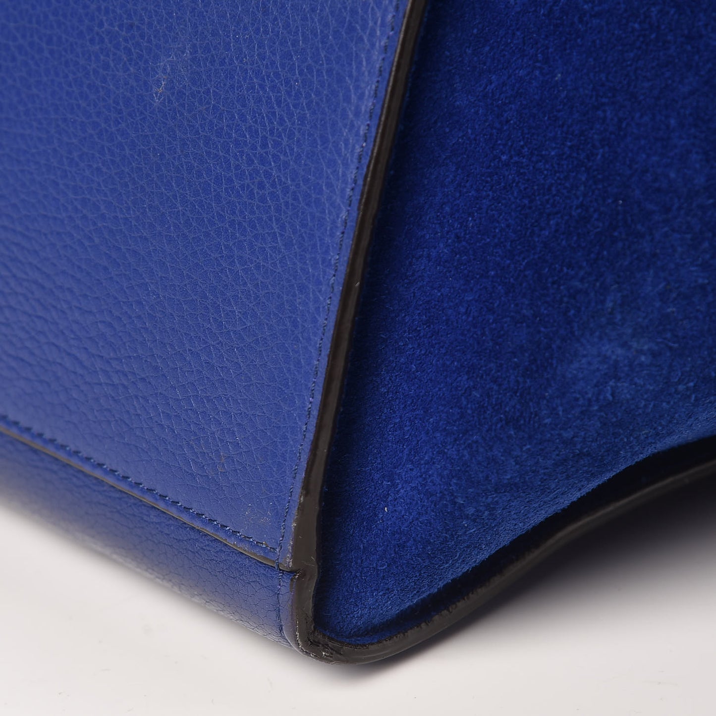 Drummed Calfskin Suede Medium Trapeze Indigo