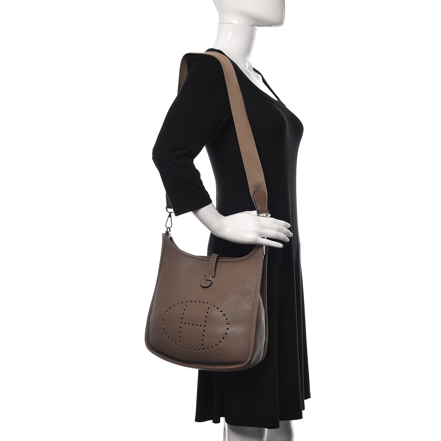 Hermes Taurillon Clemence Evelyne II PM Etoupe 2 of 12