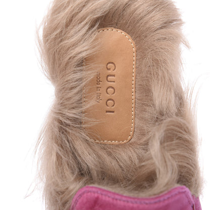 Gucci Velvet Fur Womens Princetown Slippers 36.5 Raspberry Rose 6 of 8