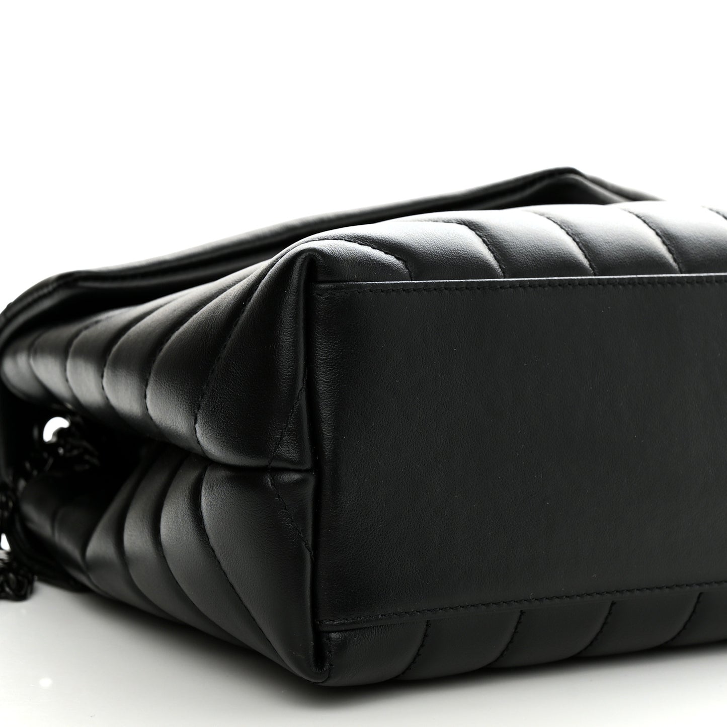 Calfskin Y Quilted Monogram Monochrome Small Loulou Chain Satchel Black
