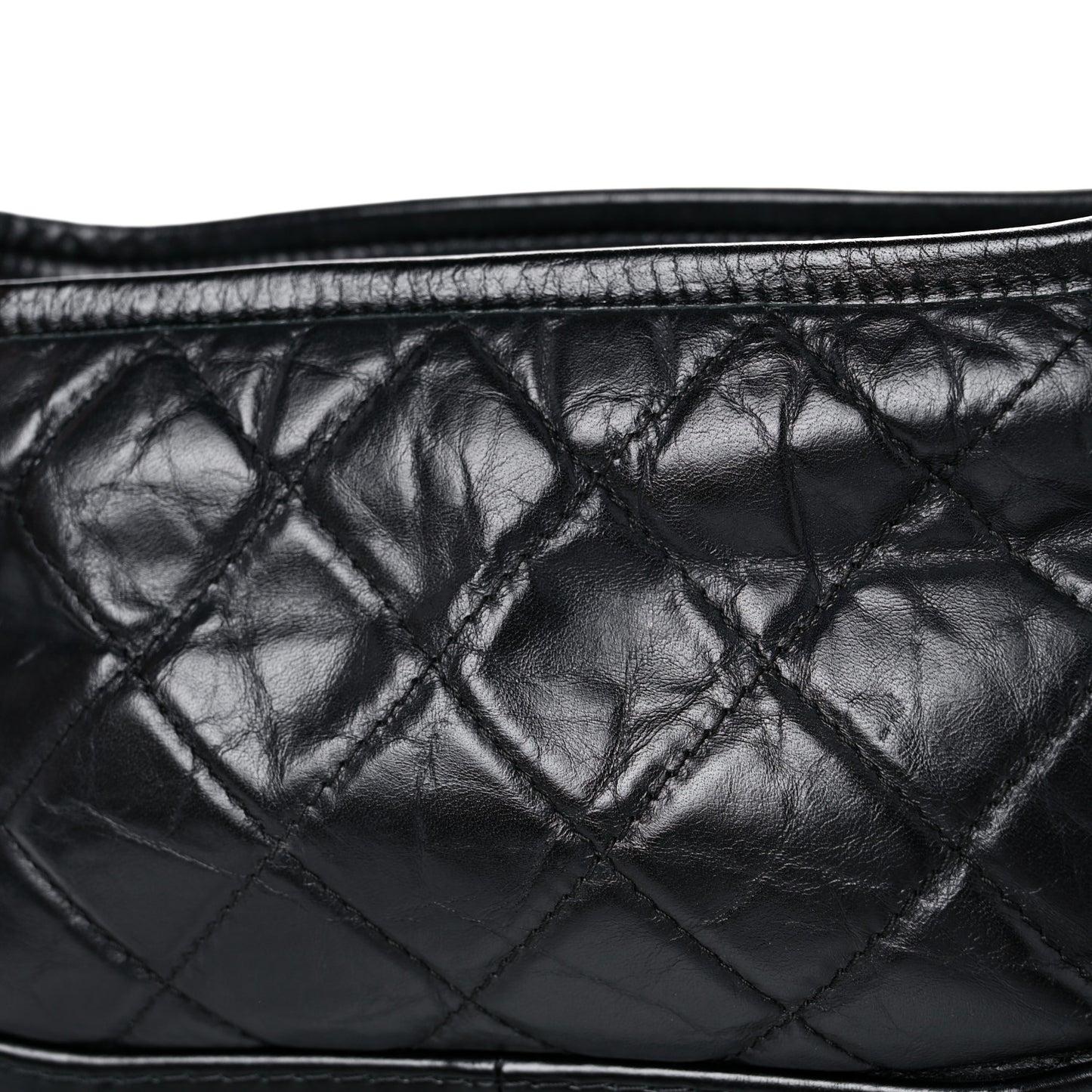 Aged Calfskin Quilted Small Gabrielle Hobo Black