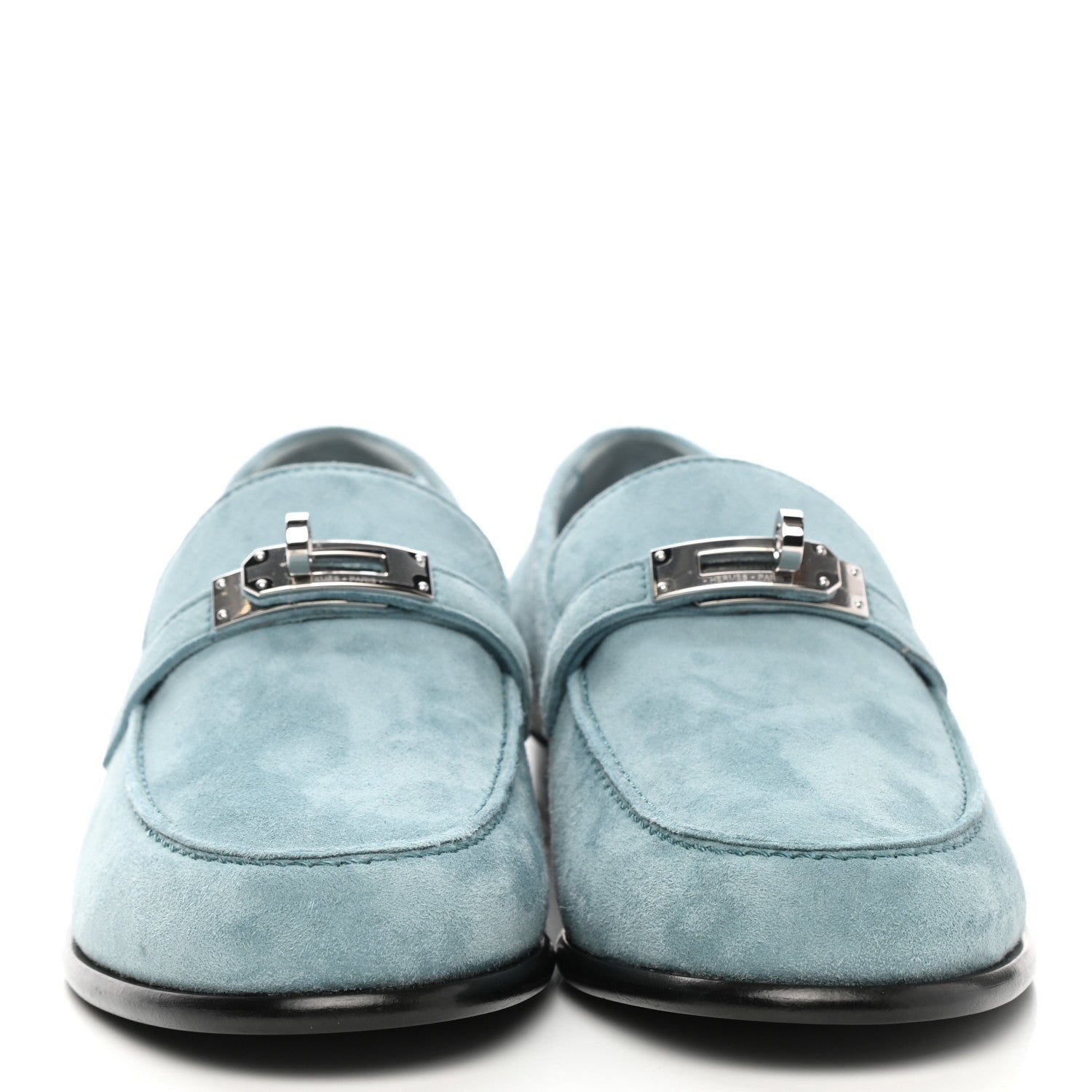 Hermes Suede Goatskin Womens Destin Loafer 39 Vert d'eau 2 of 11