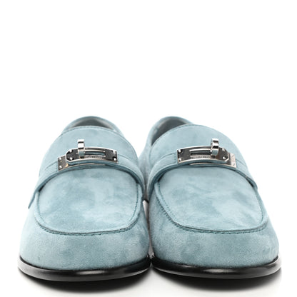 Hermes Suede Goatskin Womens Destin Loafer 39 Vert d'eau 2 of 11