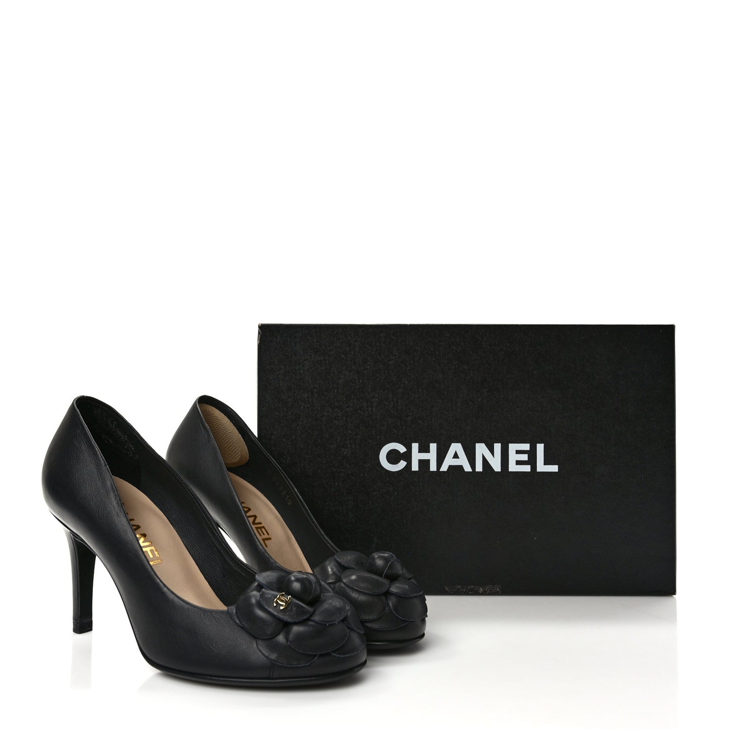 Lambskin Camellia Pumps 35 Black