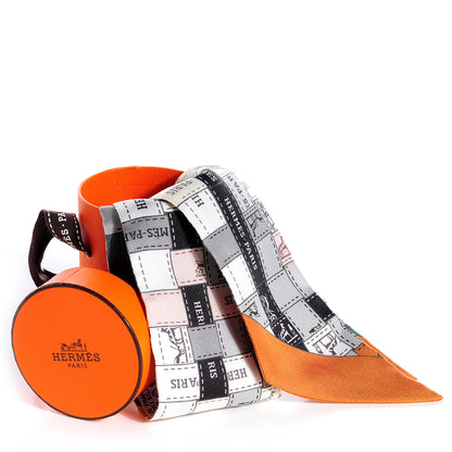 Hermes Silk Bolduc Au Carre Twilly Gris Caramel Blanc 6 of 6