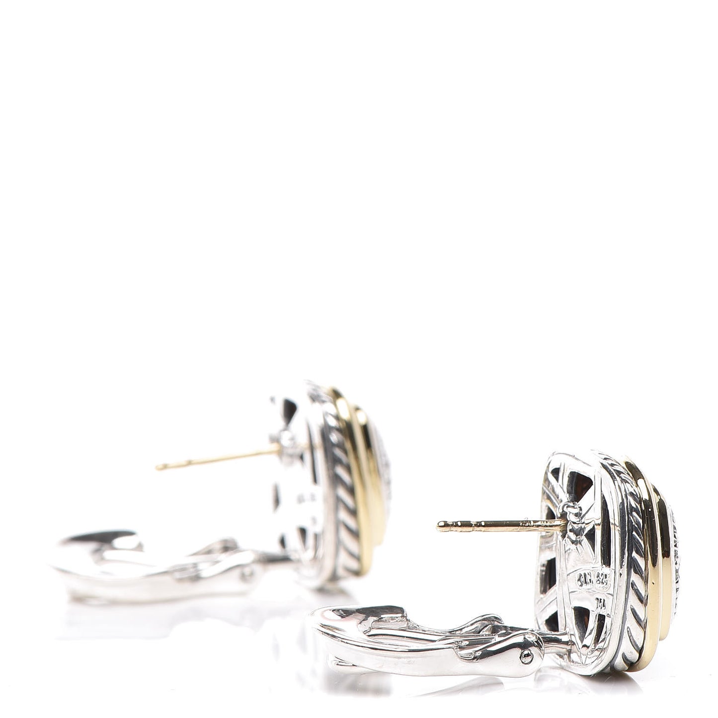 Sterling Silver 18K Yellow Gold Diamond 11mm Albion Earrings