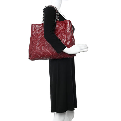 Chanel Glazed Goatskin Double Contrast Stitch Tote Red 2 of 10