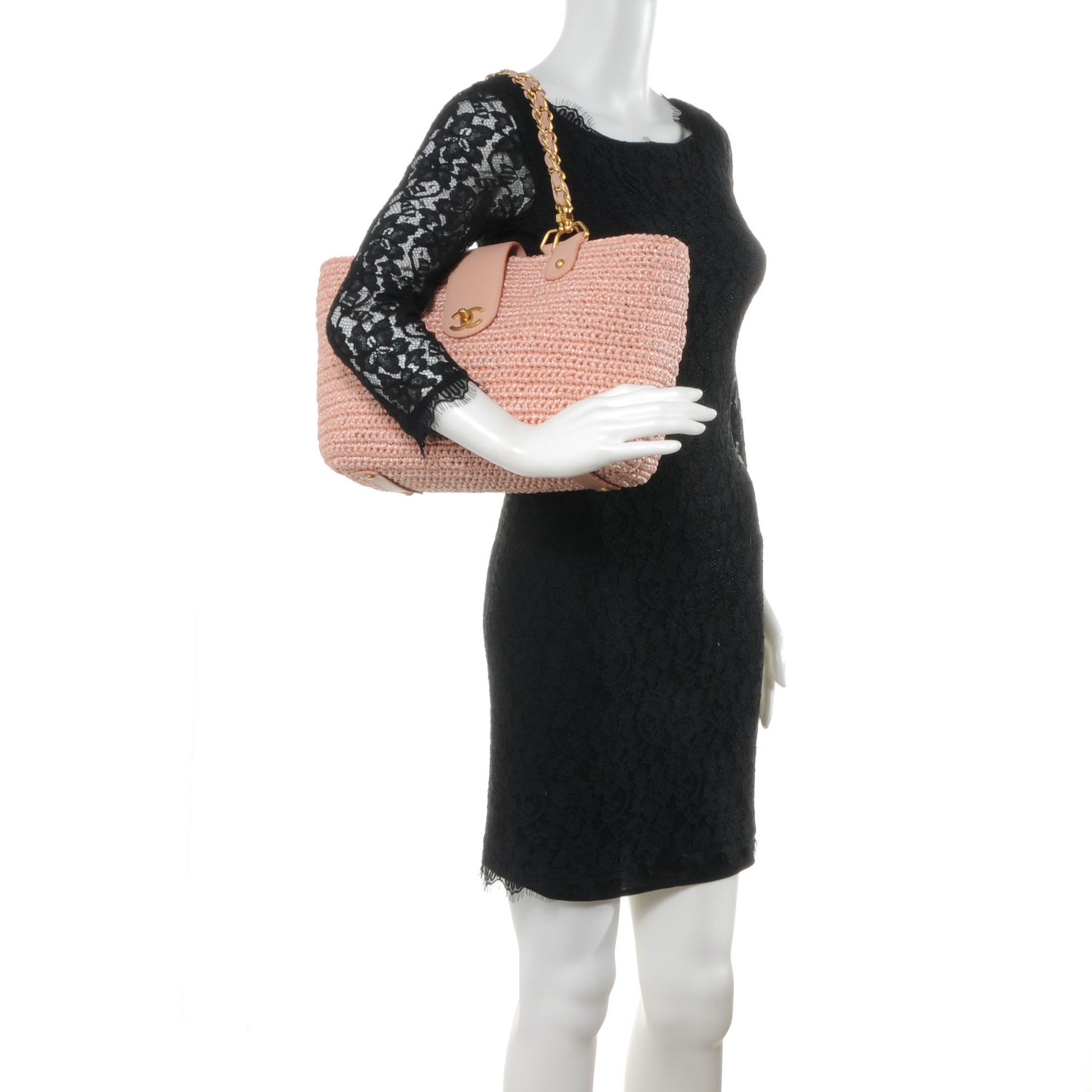 Chanel Straw Raffia Tote Pink 2 of 8